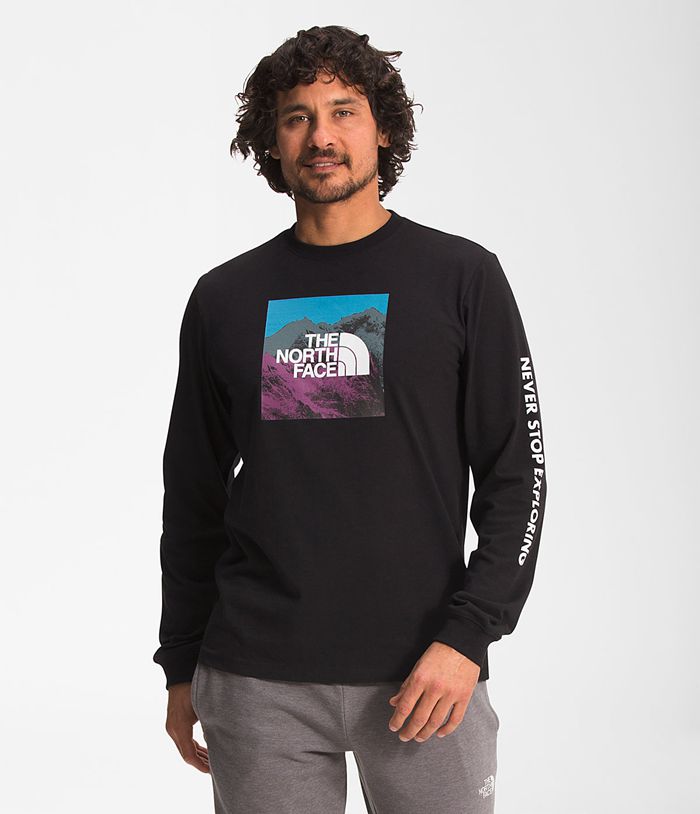 The North Face T-Shirts Long Sleeve Logo Play Black - Mens - Thailand HJRIE-7549